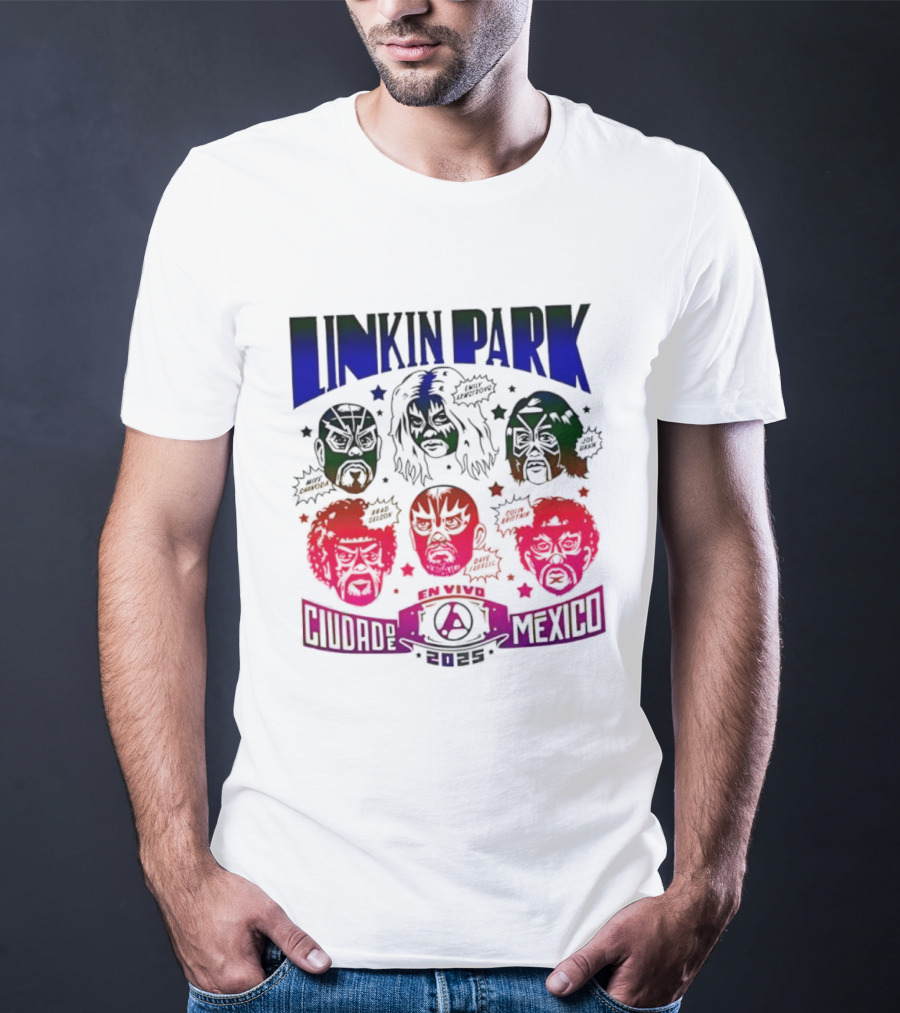 Linkin Park Lucha Libre En Vivo Mexico 2025 Concert T-Shirt