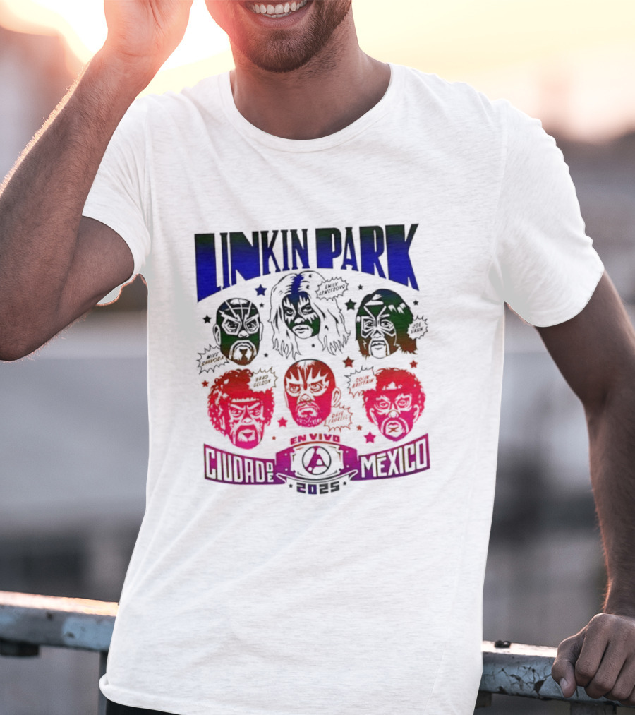 Linkin Park Lucha Libre En Vivo Mexico 2025 Concert T-Shirt