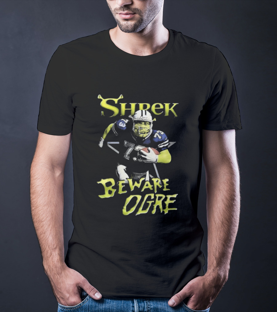Shrek NFL Beware Ogre Dallas Cowboys 77 Football T-Shirt