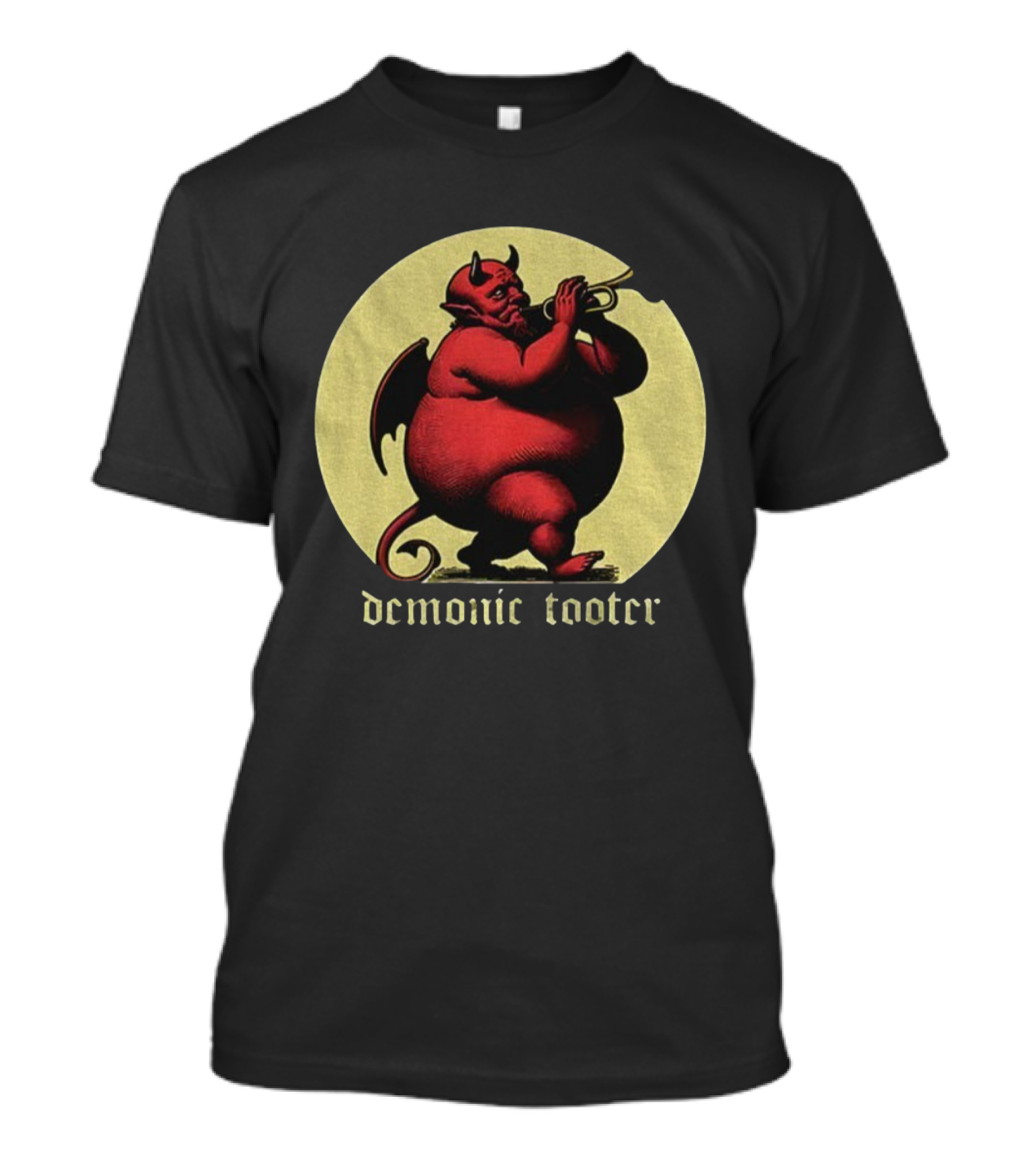 Demonic Tooter Cartoon Devil Playing Trumpet Vintage Style T-Shirt