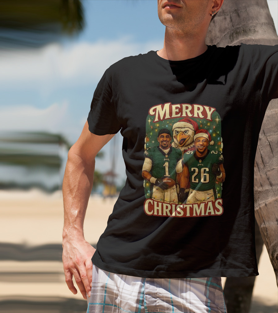 Merry Christmas Jalen Hurts Saquon Barkley Philadelphia Eagles T-Shirt