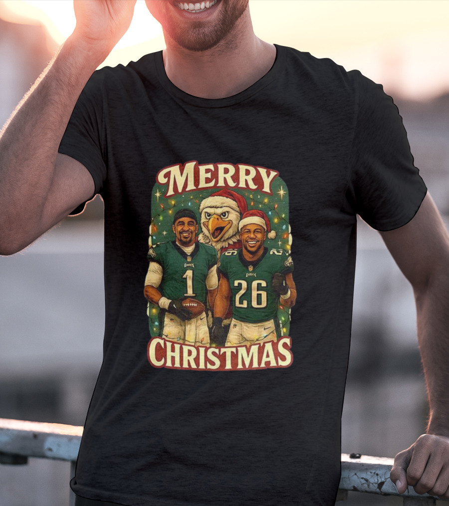 Merry Christmas Jalen Hurts Saquon Barkley Philadelphia Eagles T-Shirt