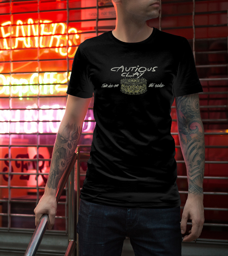 Cautious Clay Thin Ice On The Cake Handwritten Style Soft Colors T-Shirt