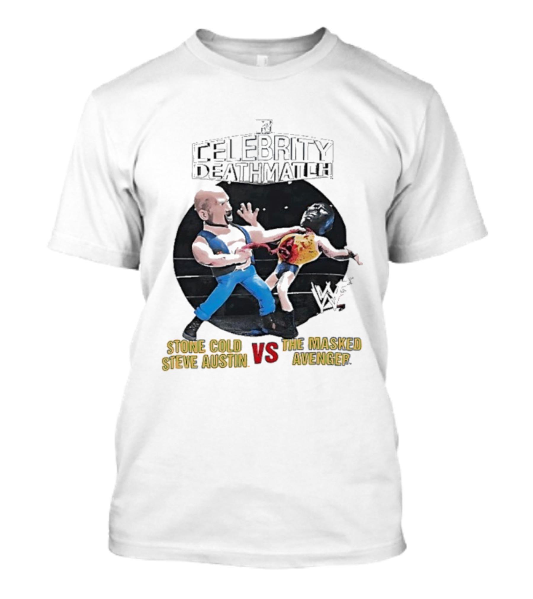 MTV Celebrity Deathmatch Stone Cold Steve Austin VS The Masked Avenger Showdown T-Shirt