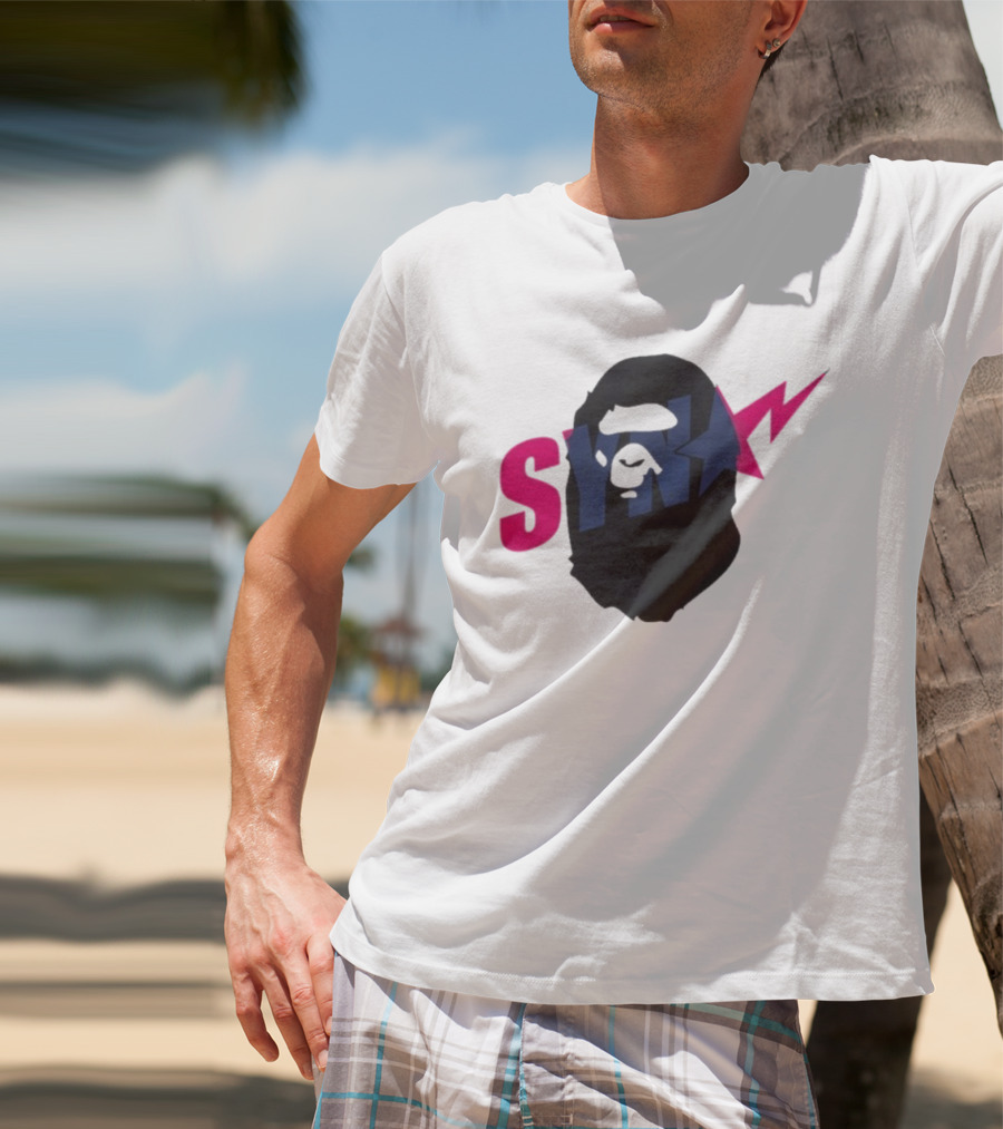 SYN Syna Synning Bape Ape Head Lightning Bold Hip-Hop Streetwear T-Shirt
