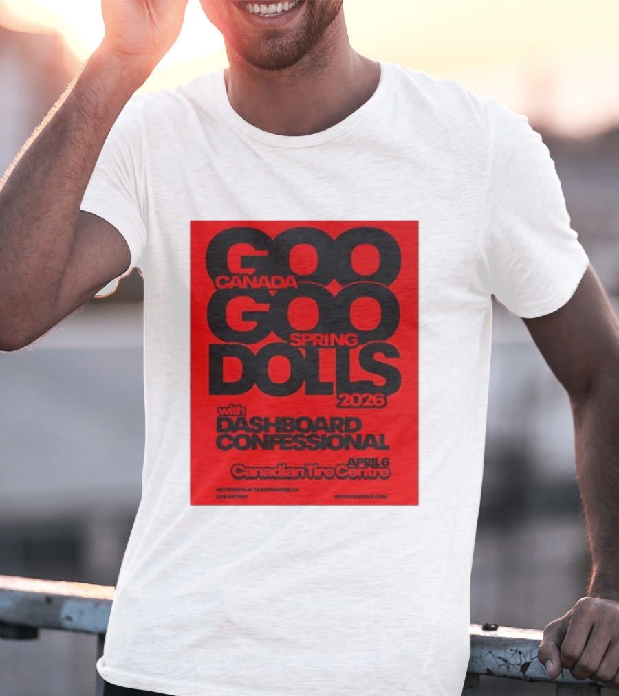 Goo Goo Dolls Canada Spring Tour 2026 With Dashboard Confessional April 6 Canadian Tire Centre T-Shirt