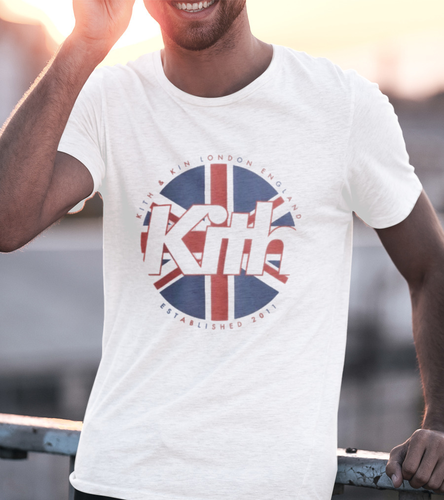 Kith And Kin London England Established 2011 Union Jack Shield T-Shirt