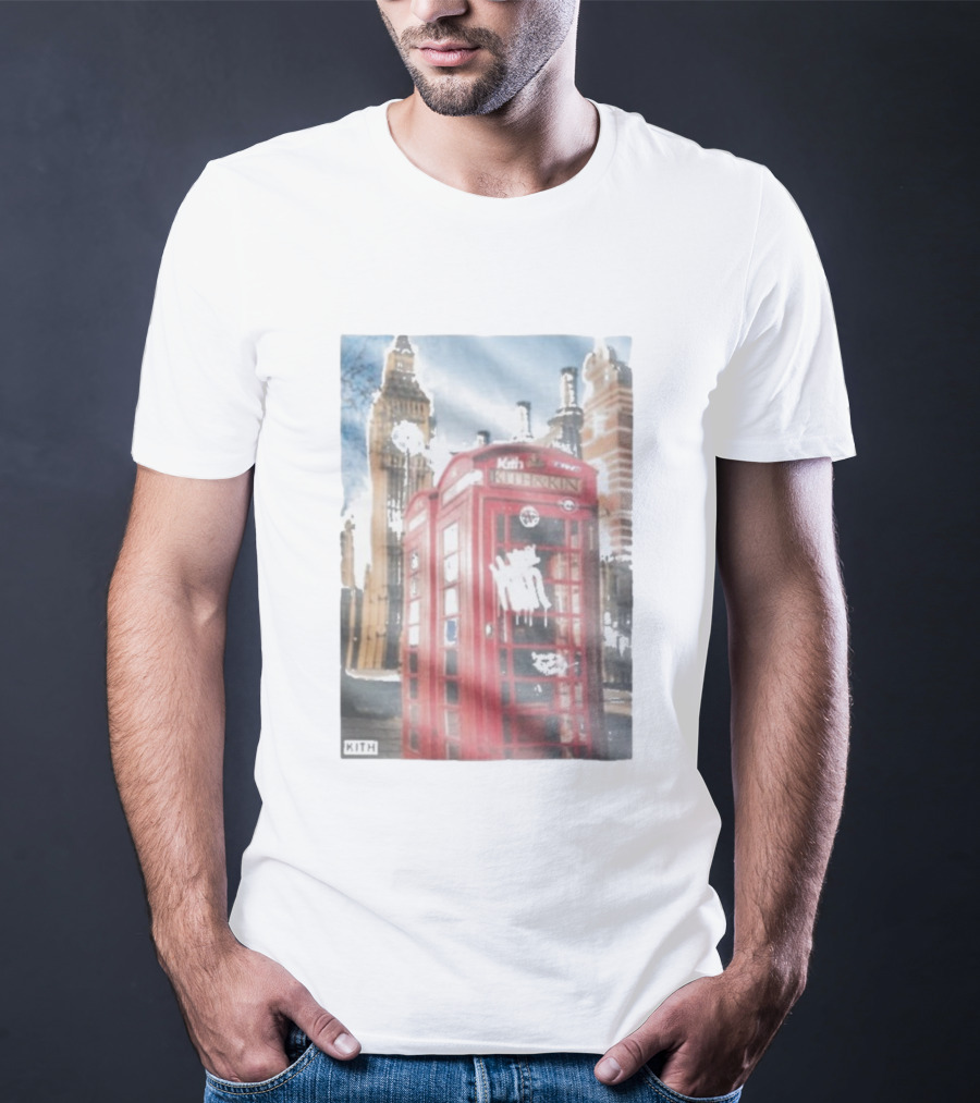 Kith London Red Telephone Box November 28th Tower Bridge Skyline Scene T-Shirt