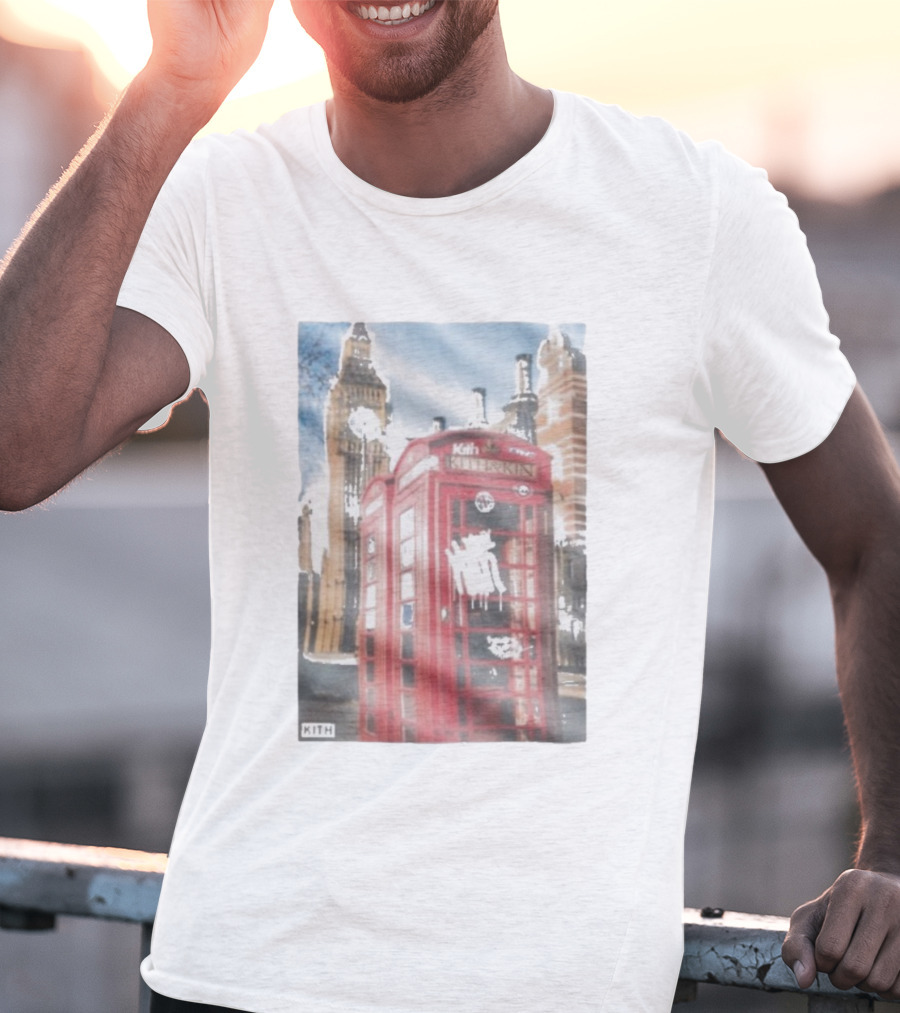 Kith London Red Telephone Box November 28th Tower Bridge Skyline Scene T-Shirt