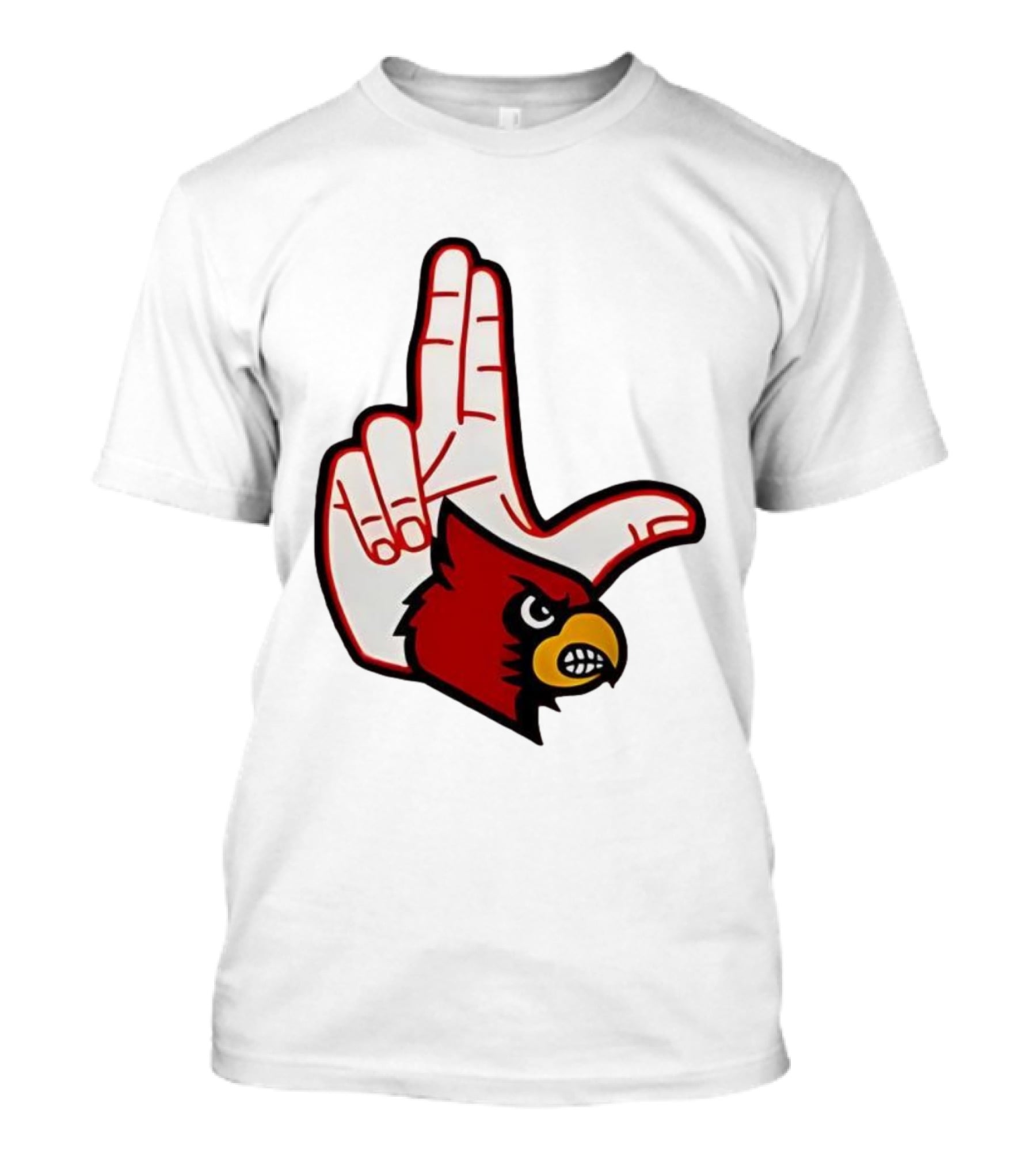 Louisville Cardinals 2025 L Hand Sign Mascot Football T-Shirt
