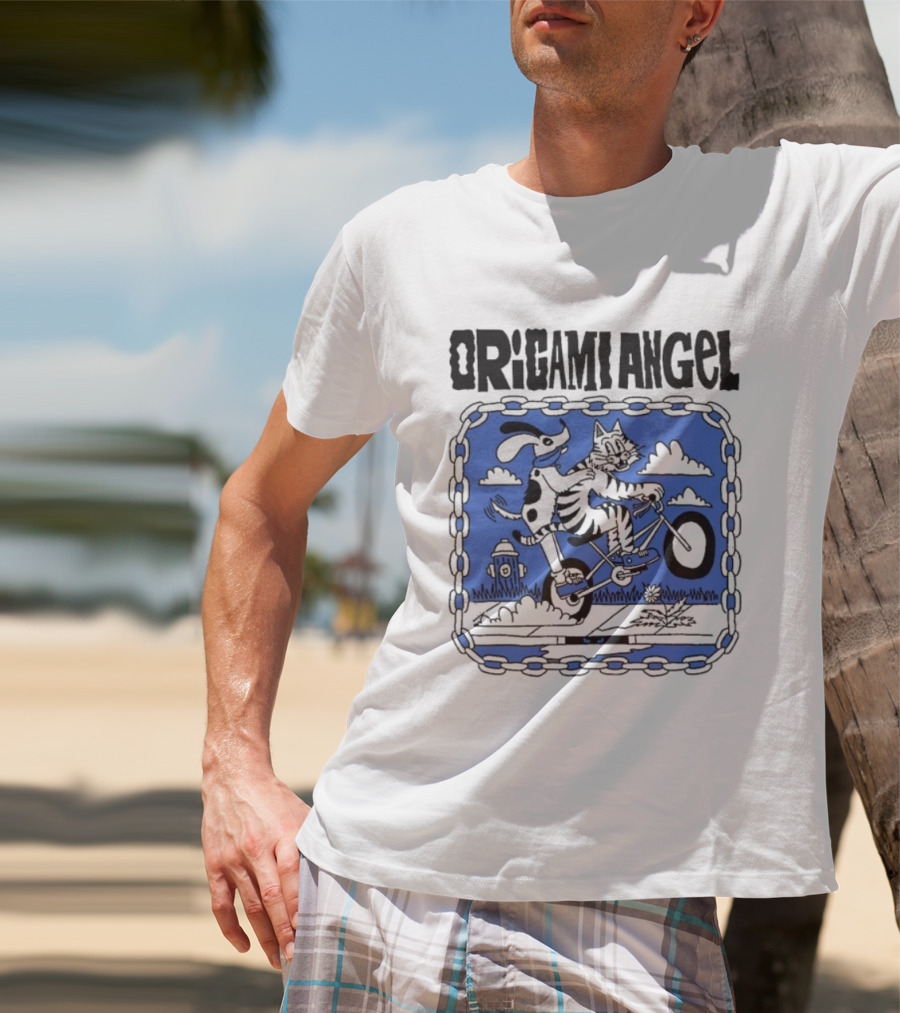 Origami Angel Ride Tiger Dog Bike Adventure T-Shirt