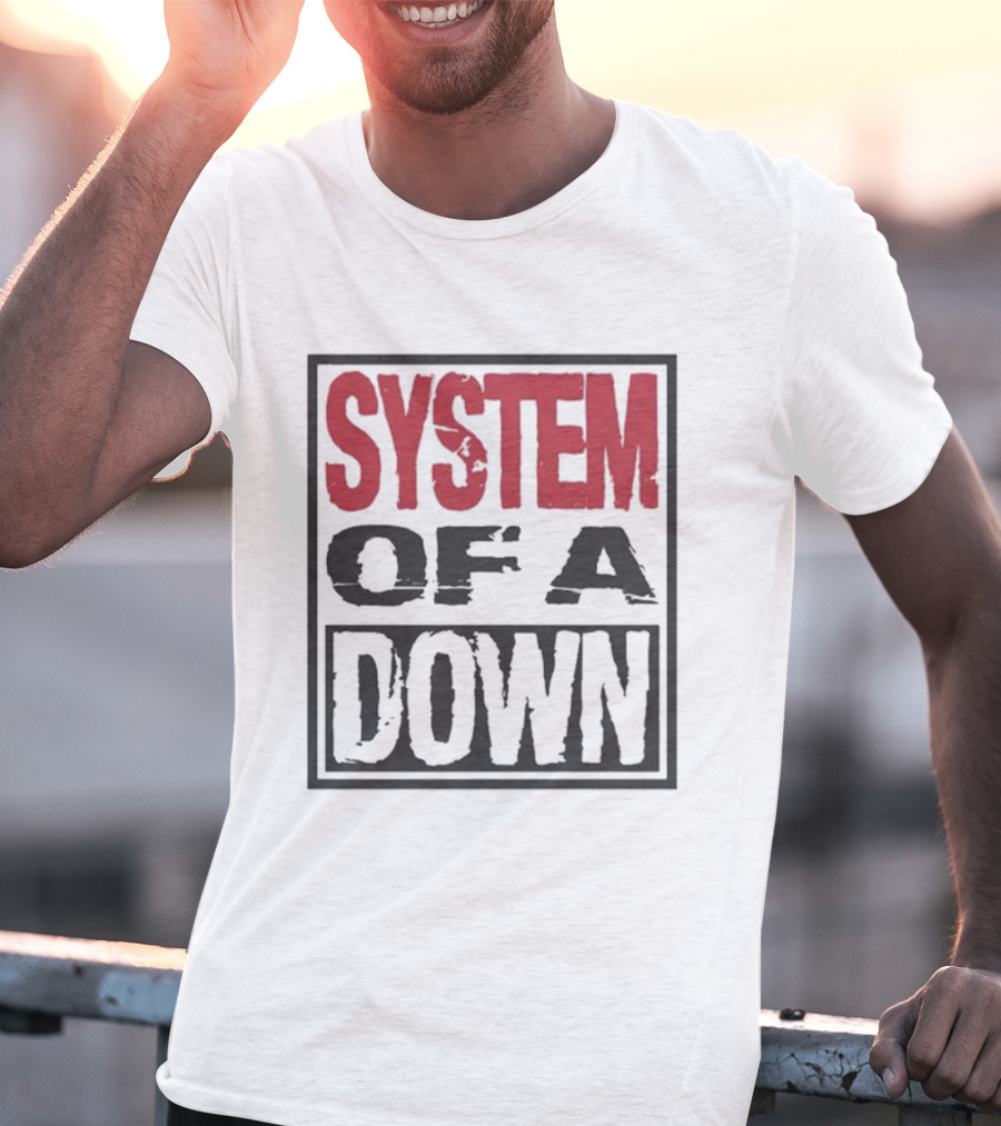 SYSTEM OF A DOWN Triple Stack Box Text Bold Style T-Shirt