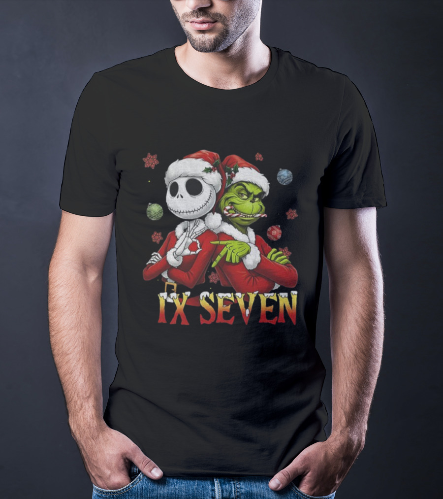 Jack Skellington Grinch IX Seven Santa Christmas Meme T-Shirt