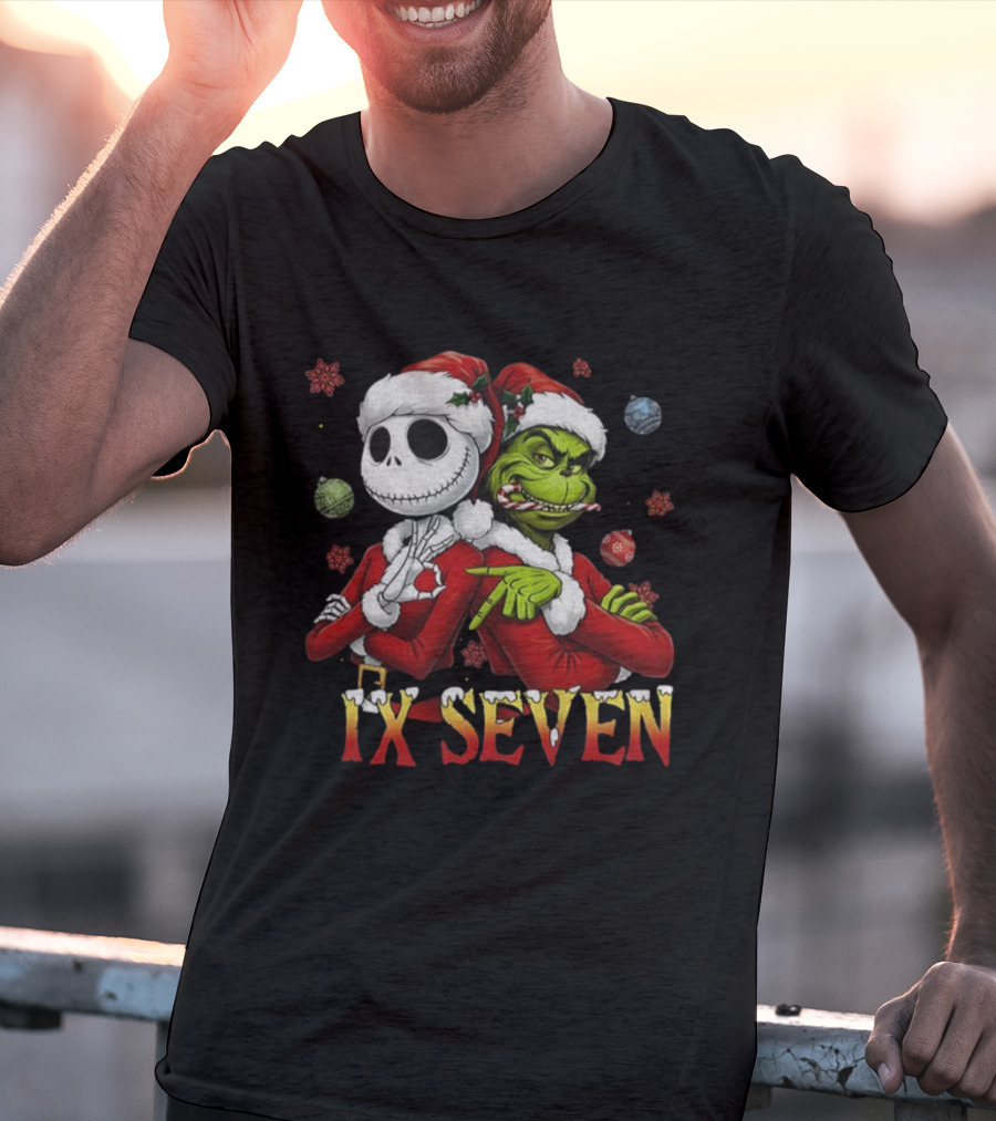 Jack Skellington Grinch IX Seven Santa Christmas Meme T-Shirt