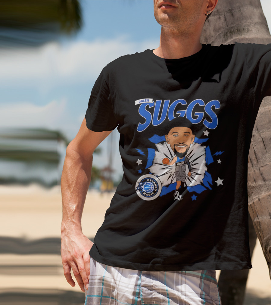 Jalen Suggs Orlando Magic Basketball Starburst Caricature T-Shirt