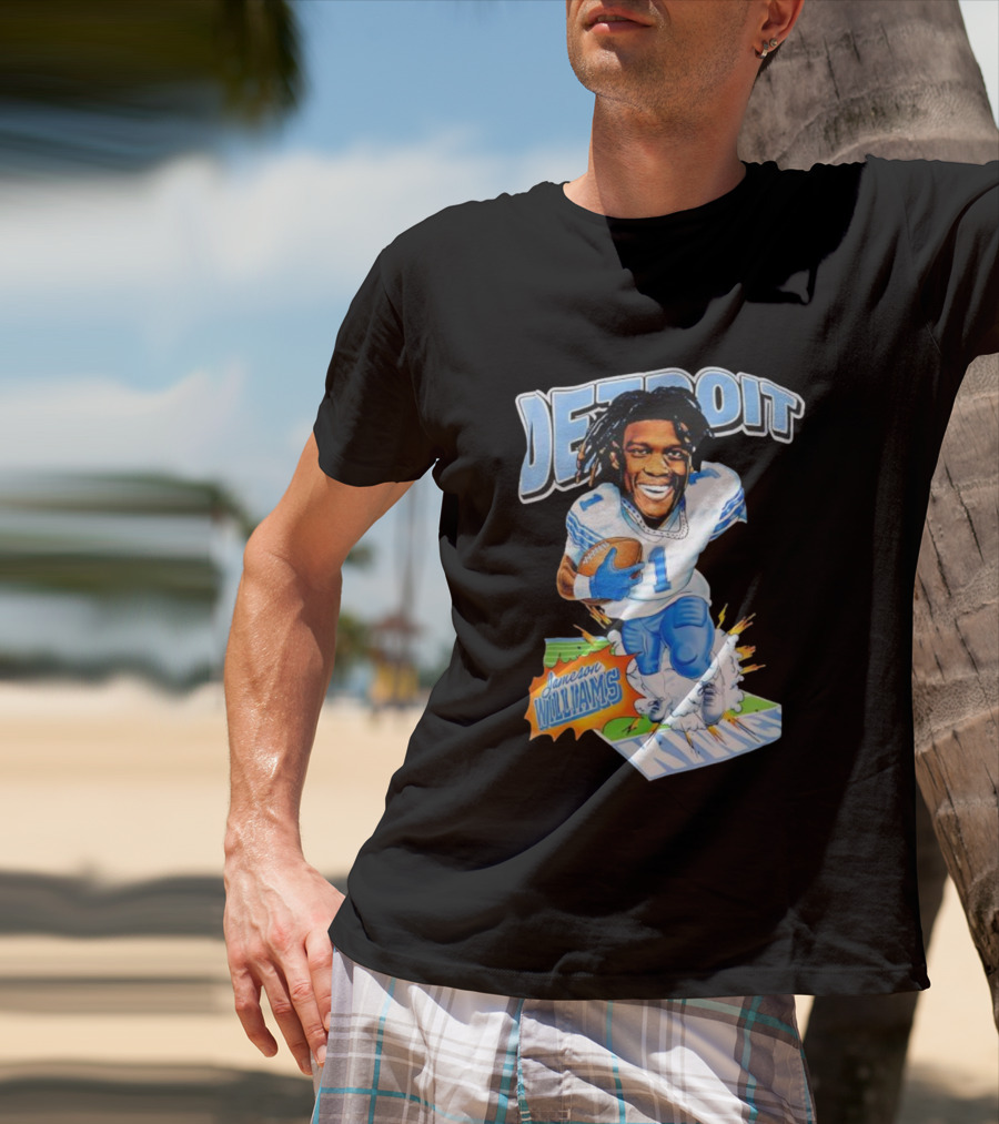 Jameson Williams Detroit Lions NFL Football Caricature Starburst T-Shirt