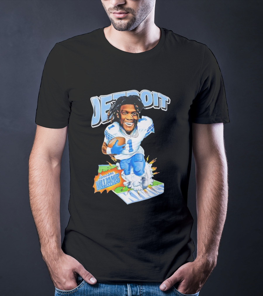 Jameson Williams Detroit Lions NFL Football Caricature Starburst T-Shirt