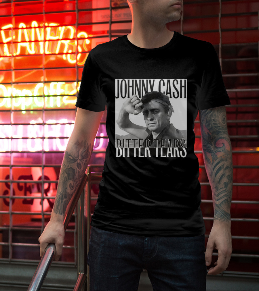 Johnny Cash Bitter Tears Monochrome Illustration T-Shirt