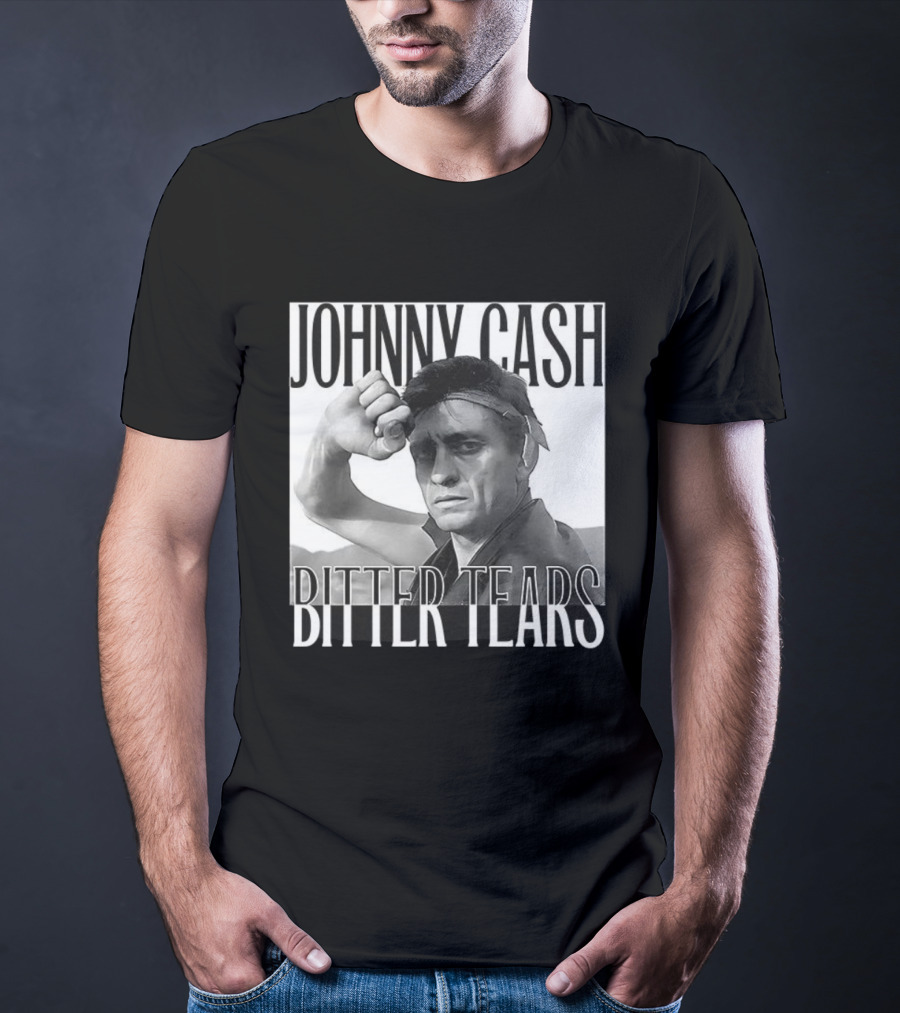 Johnny Cash Bitter Tears Monochrome Illustration T-Shirt