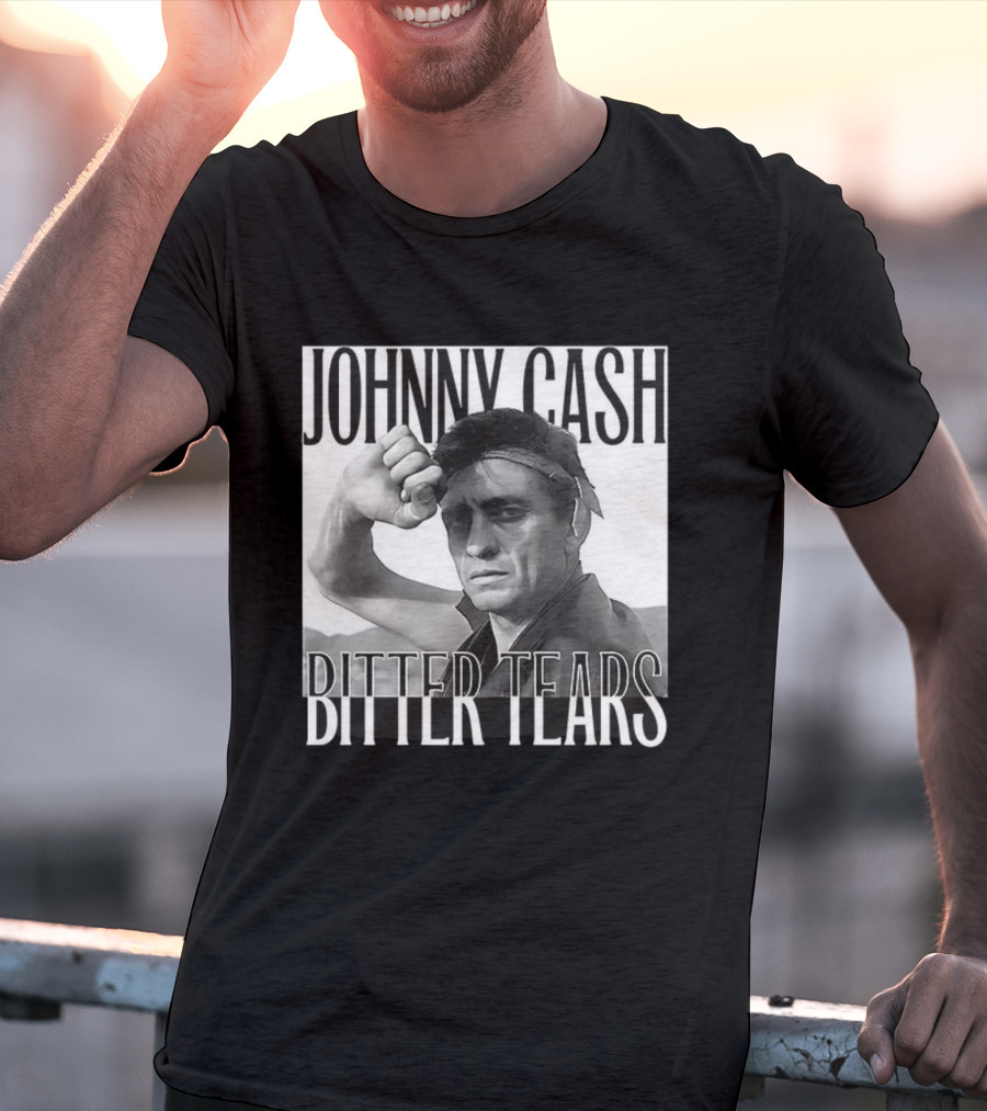 Johnny Cash Bitter Tears Monochrome Illustration T-Shirt