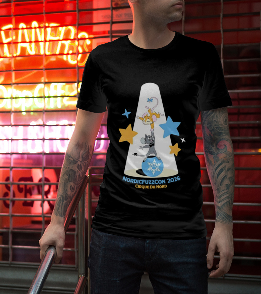 NordicFuzzCon 2026 Cirque Du Nord Mice Balancing Act Stars T-Shirt