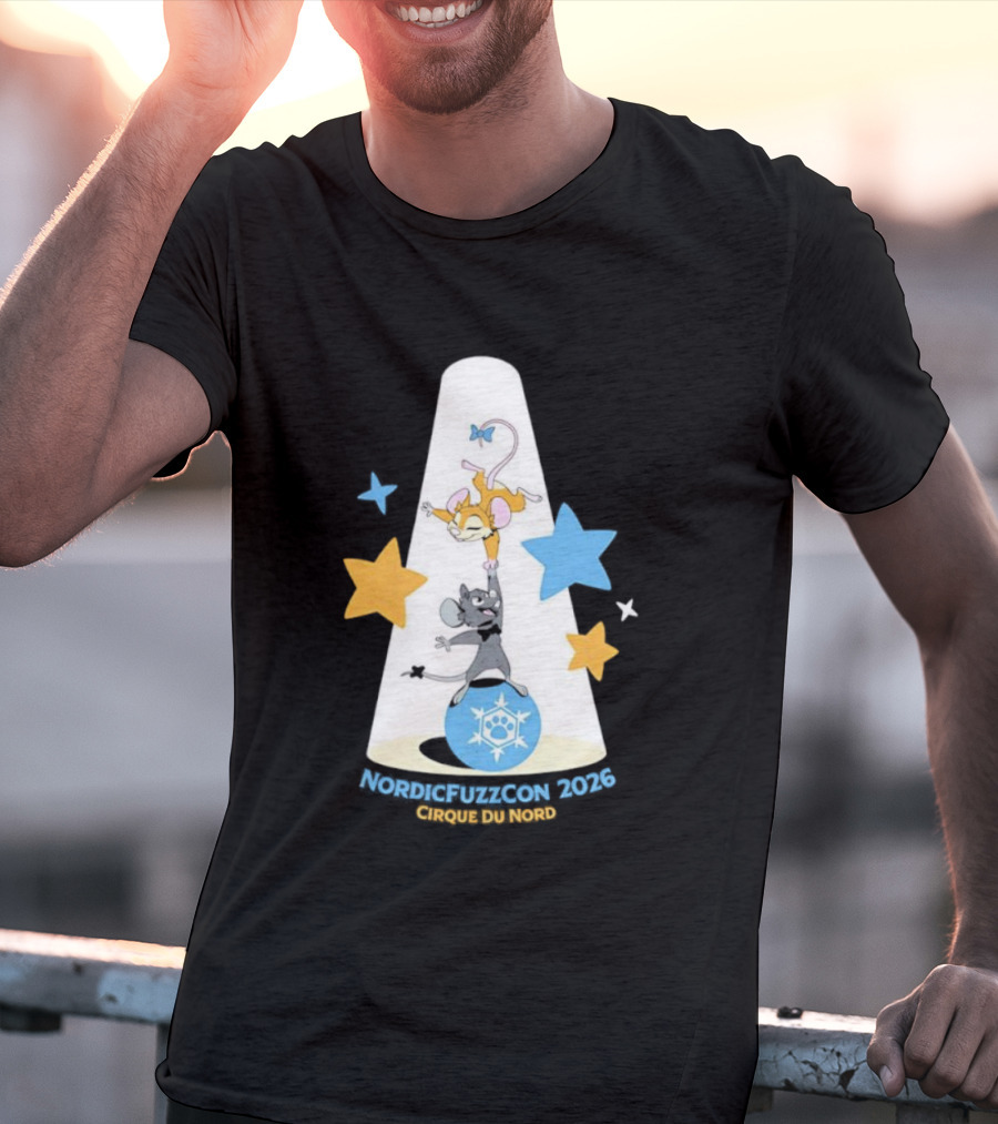 NordicFuzzCon 2026 Cirque Du Nord Mice Balancing Act Stars T-Shirt