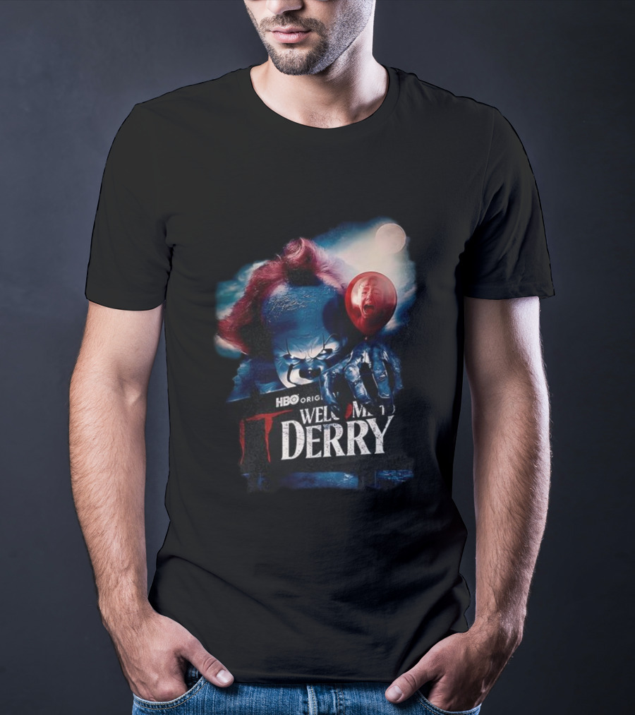 HBO Original IT Pennywise Clown Welcome To Derry Horror Balloons T-Shirt