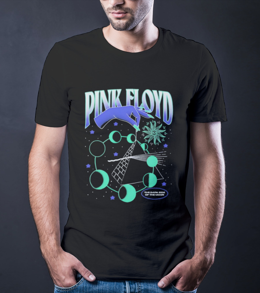 Pink Floyd The Dark Side Of The Moon Pyramid And Hand Graphic T-Shirt