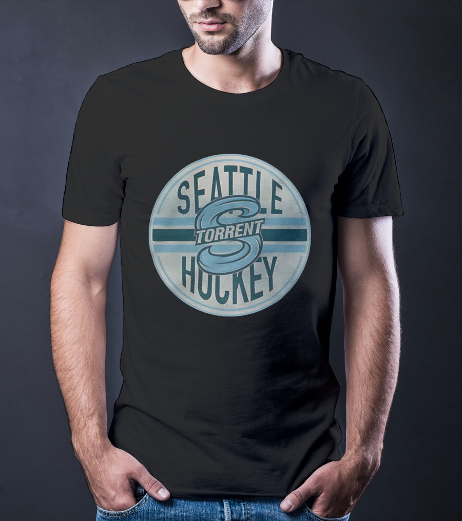 Seattle Torrent Hockey S Emblem Blue Circle Design T-Shirt