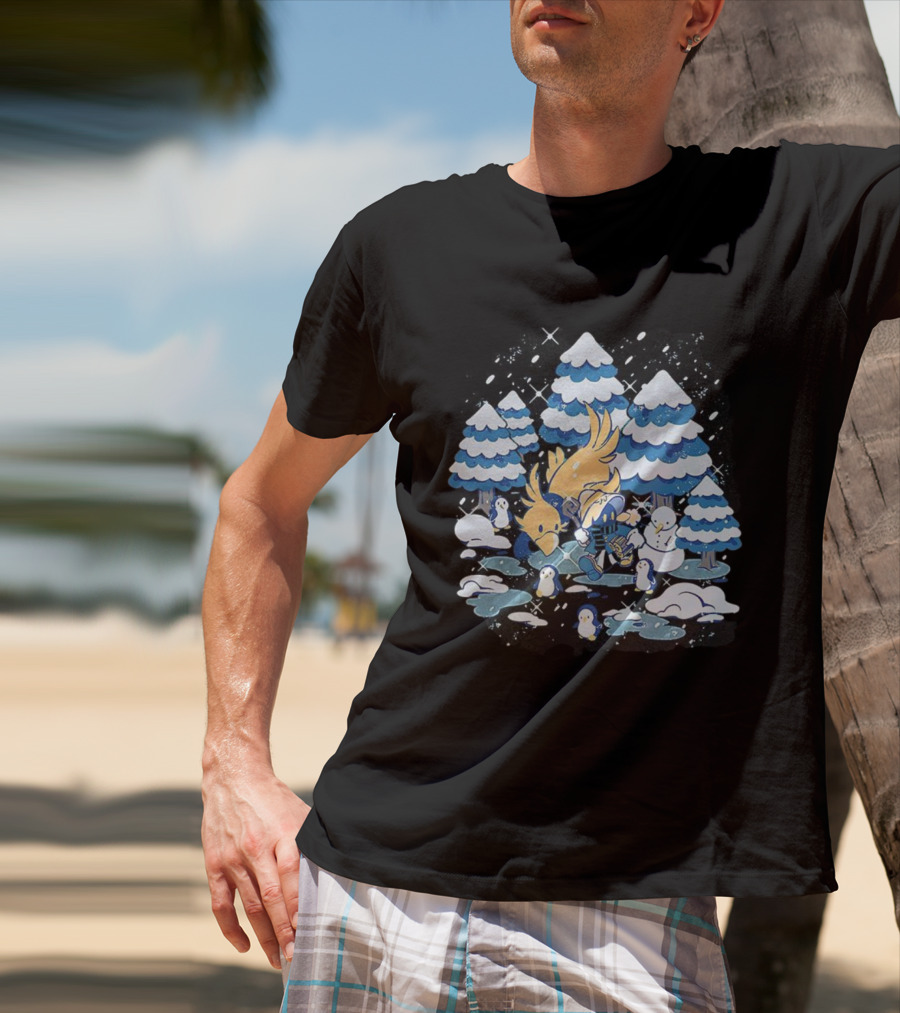 Vivi Ornitier Chocobo Final Fantasy Winter Wonderland Scene T-Shirt