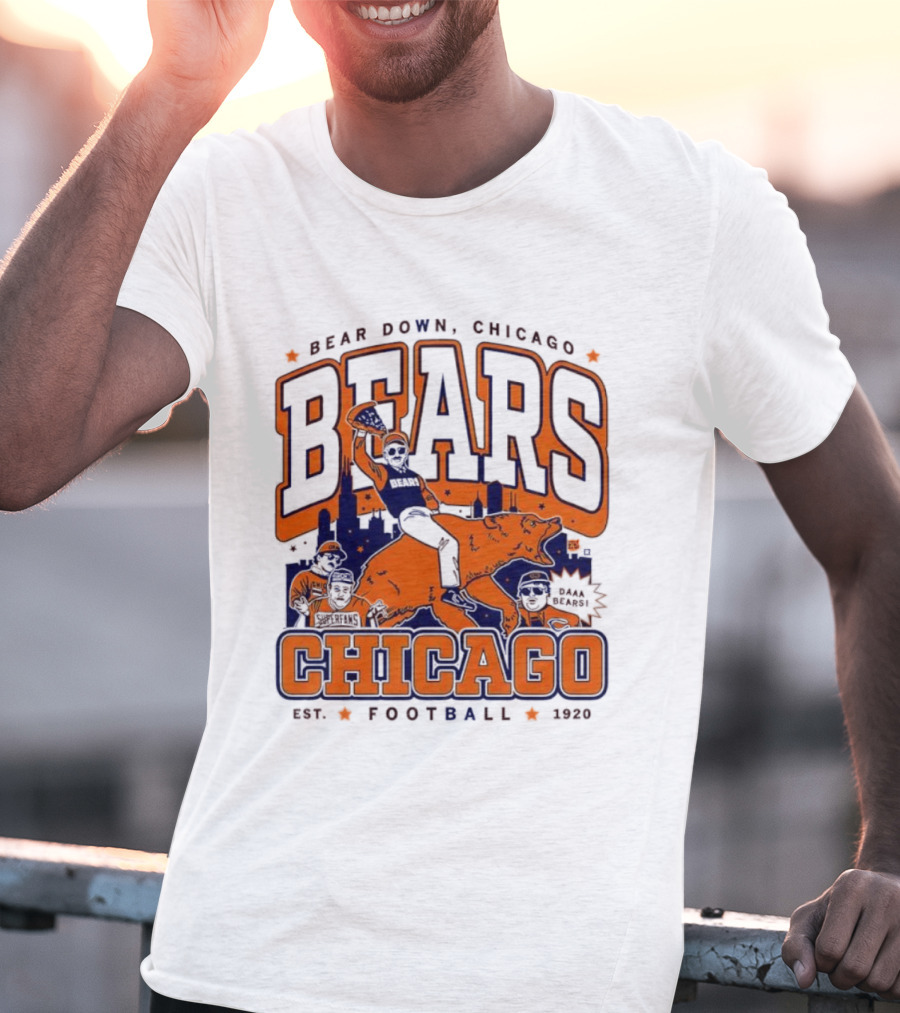 Bear Down Chicago Bears Est 1920 Football Skyline Daa Bears T-Shirt