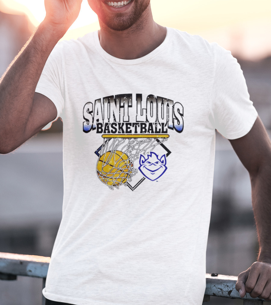 Saint Louis Basketball Billiken Mascot Yellow Basketball T-Shirt
