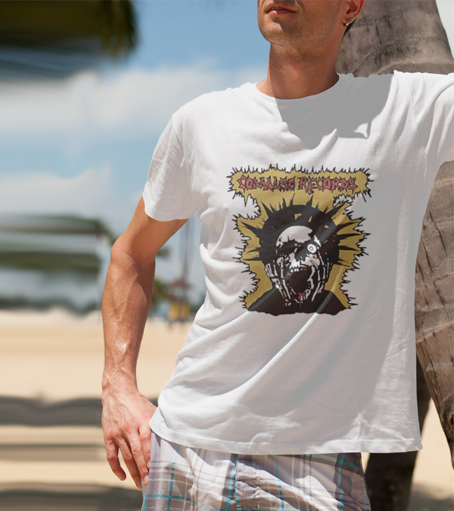 Convulse Records Skull With Crowned Head Design T-Shirt
