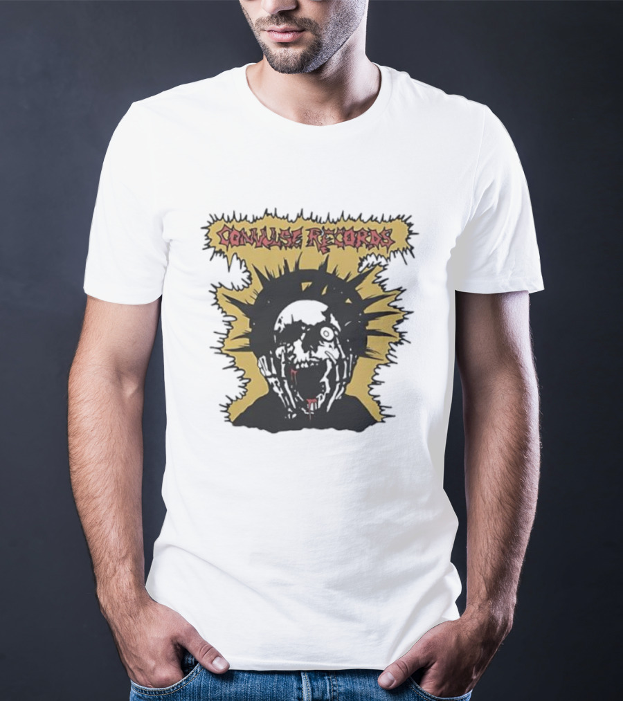 Convulse Records Skull With Crowned Head Design T-Shirt