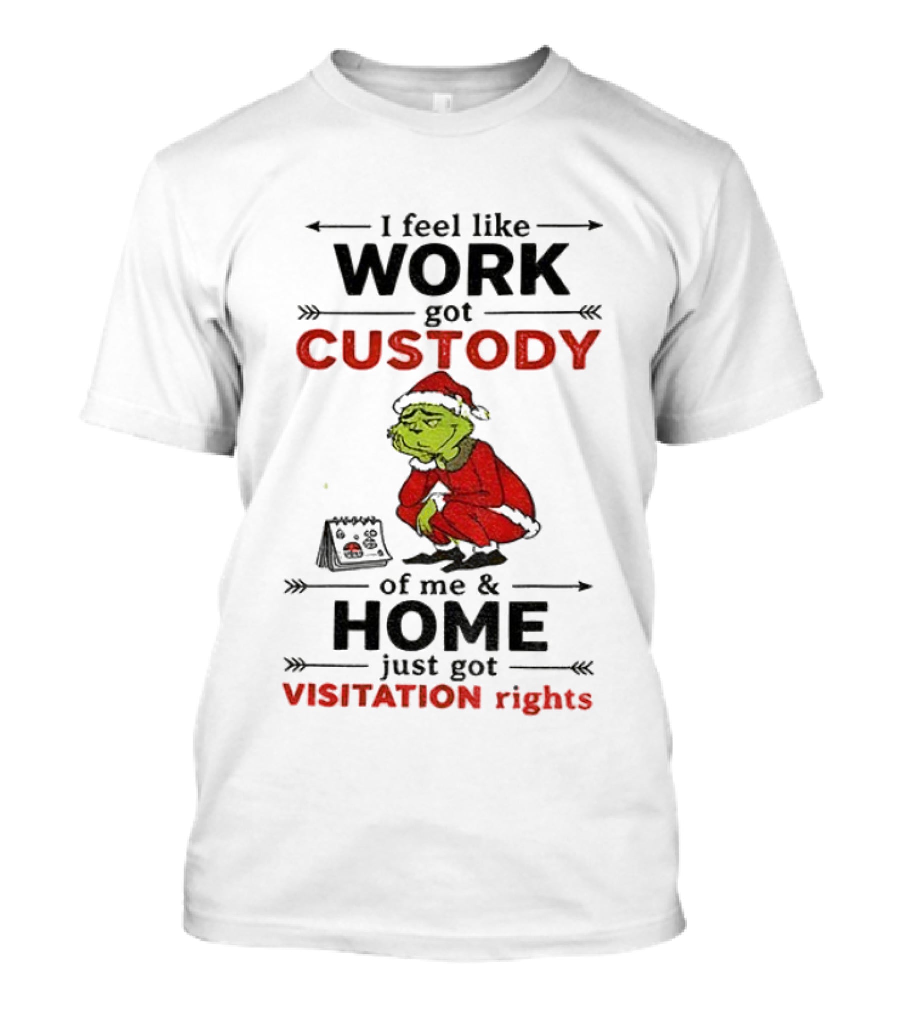 Grinch Santa Hat Work Got Custody Home Visitation Rights T-Shirt