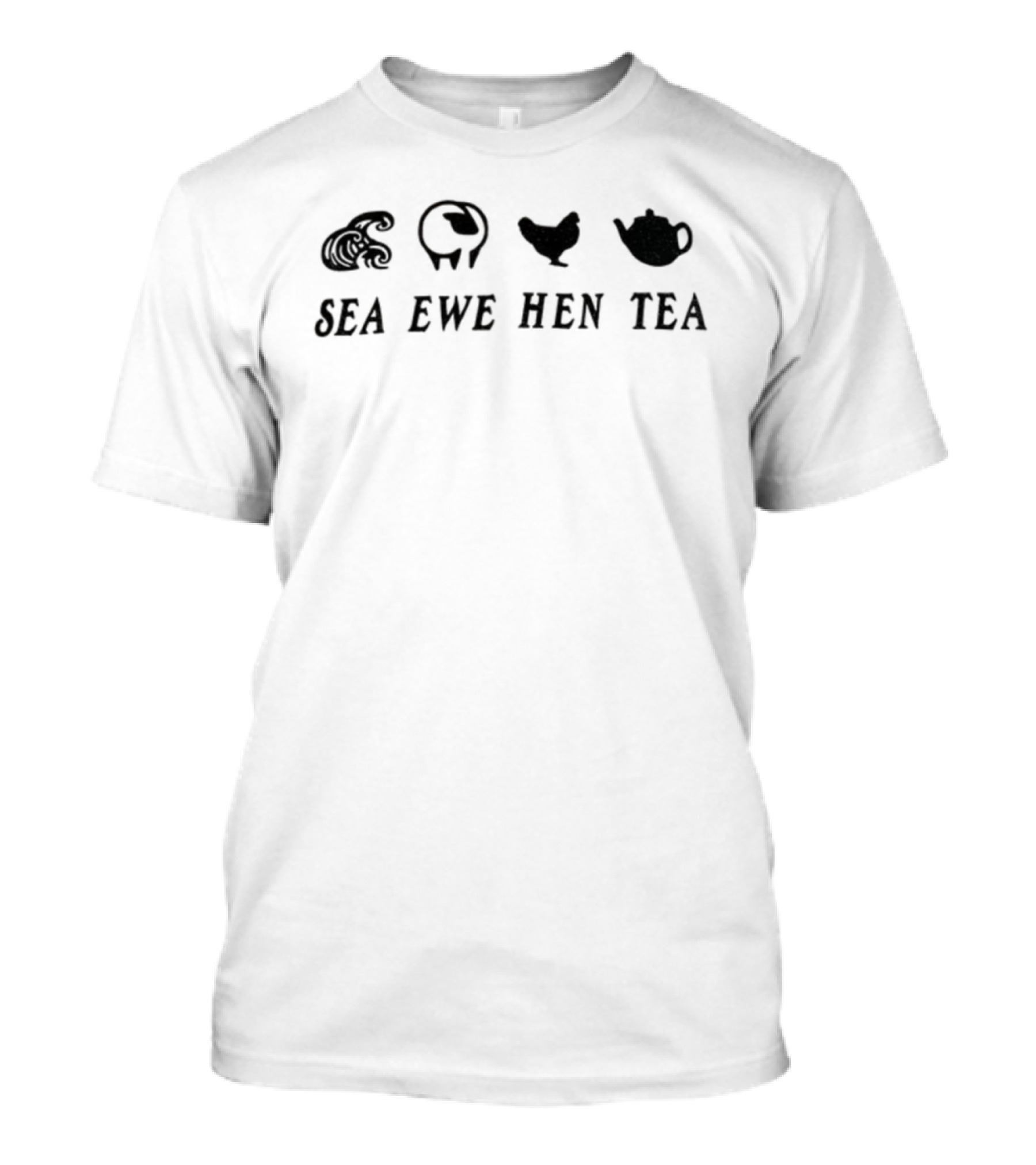 Sea Ewe Hen Tea Wordplay Emoji Puzzle T-Shirt