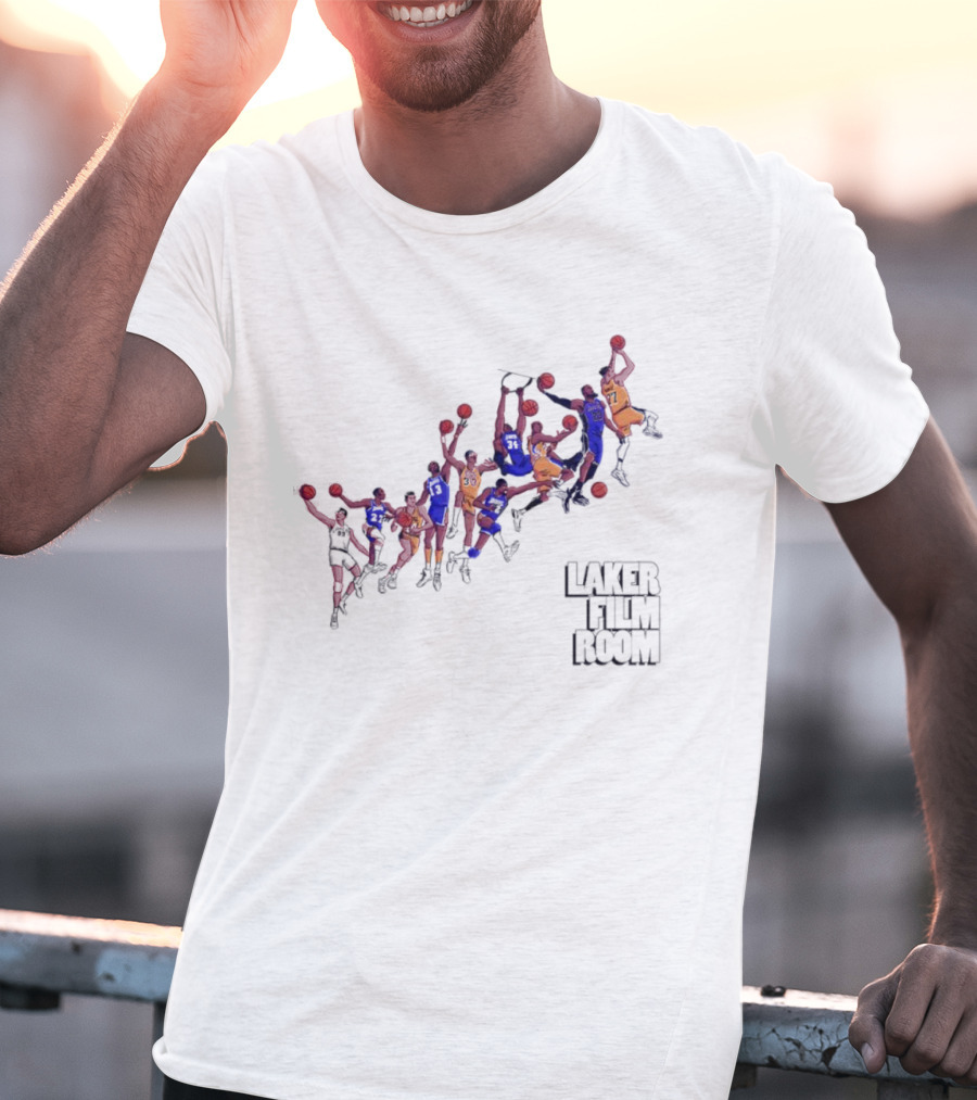 Laker Film Room Los Angeles Lakers Players Dunking Action Sequence T-Shirt