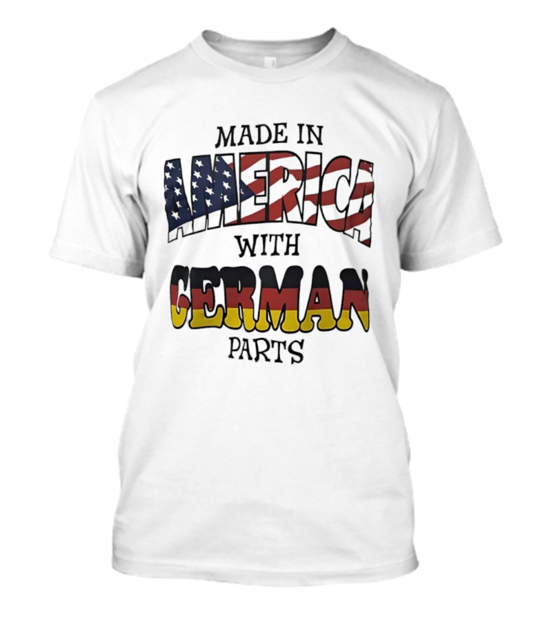 Made In America With German Parts USA Flag Stars Stripes German Flag Colors T-Shirt