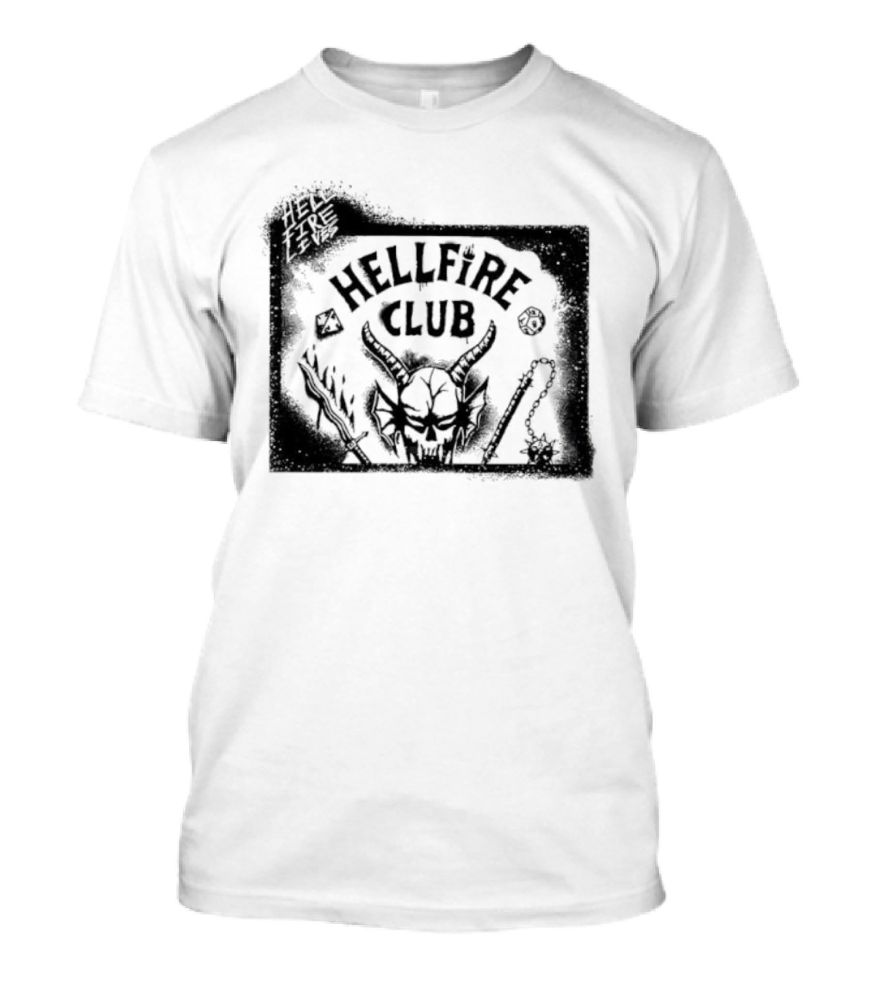 Stranger Things Hellfire Club Skull And Dice Graphic Vintage T-Shirt