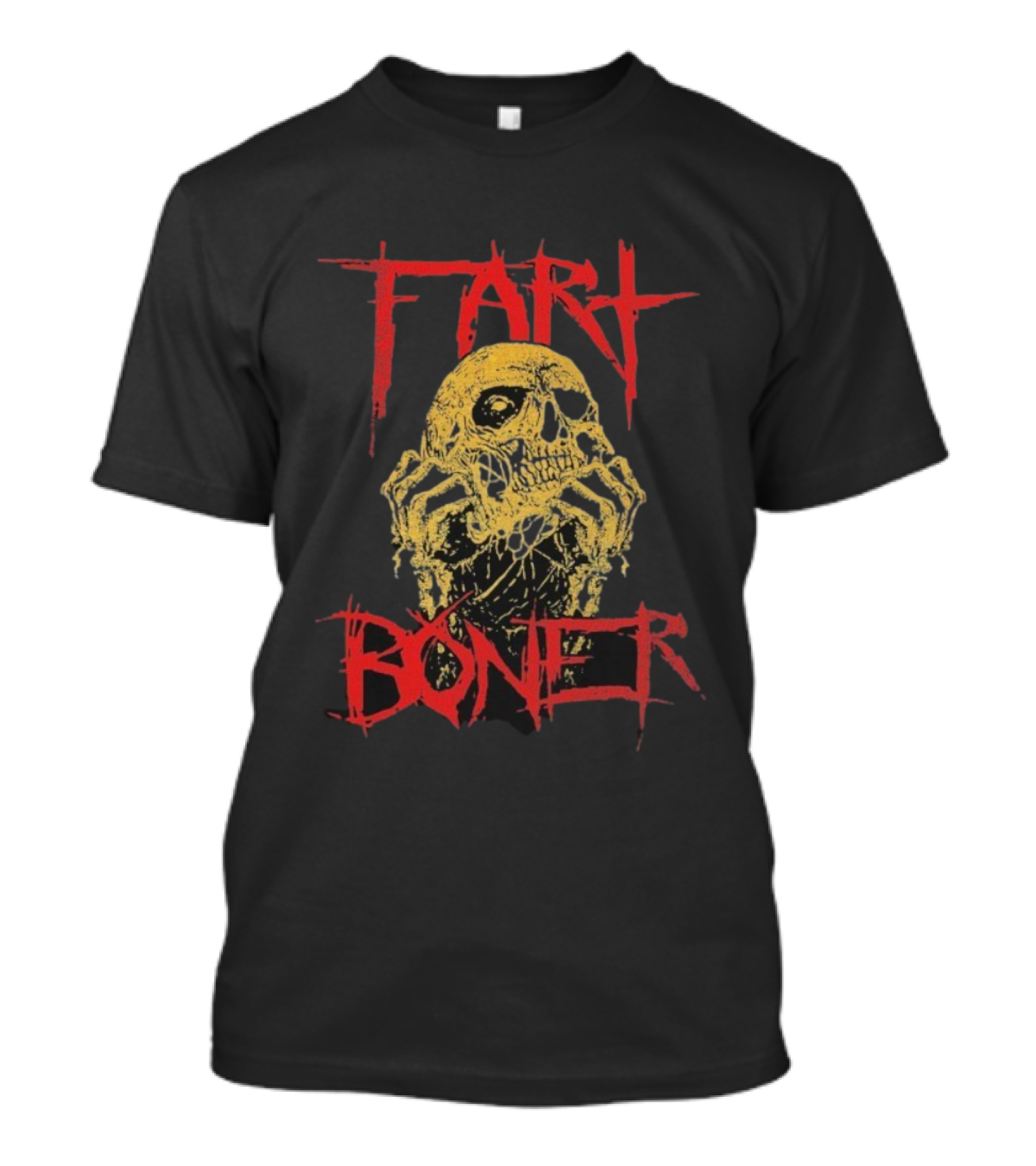 Fart Boner Skull Horror Punk Style Skeleton Yellow Red T-Shirt