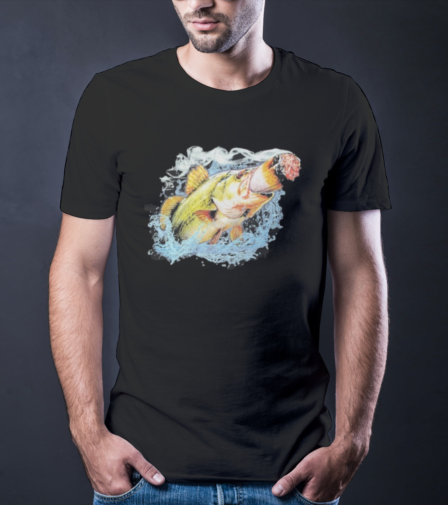 Fish Smokin A Bigass Doink Surreal Aquatic Design T-Shirt