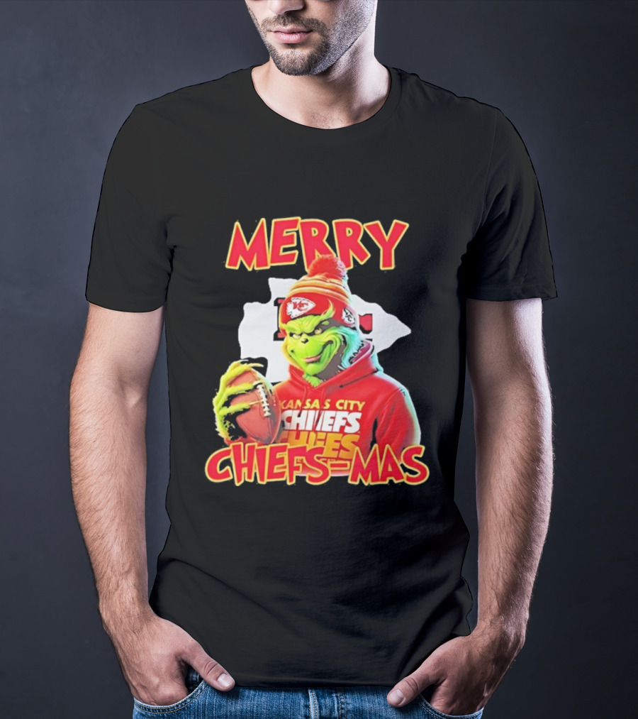 Merry Chiefsmas Grinch Kansas City Chiefs Football T-Shirt
