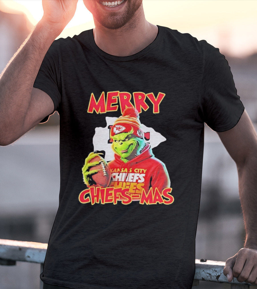 Merry Chiefsmas Grinch Kansas City Chiefs Football T-Shirt