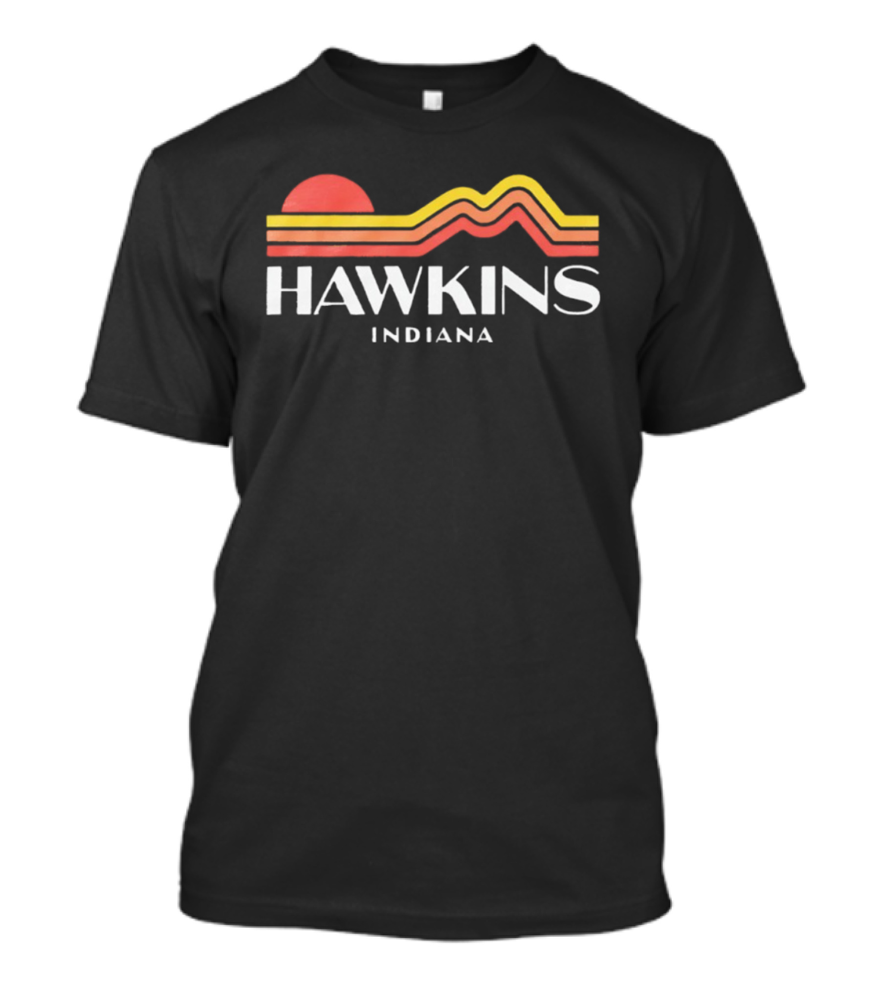 Hawkins Indiana Retro Sunset Christmas TV Show T-Shirt