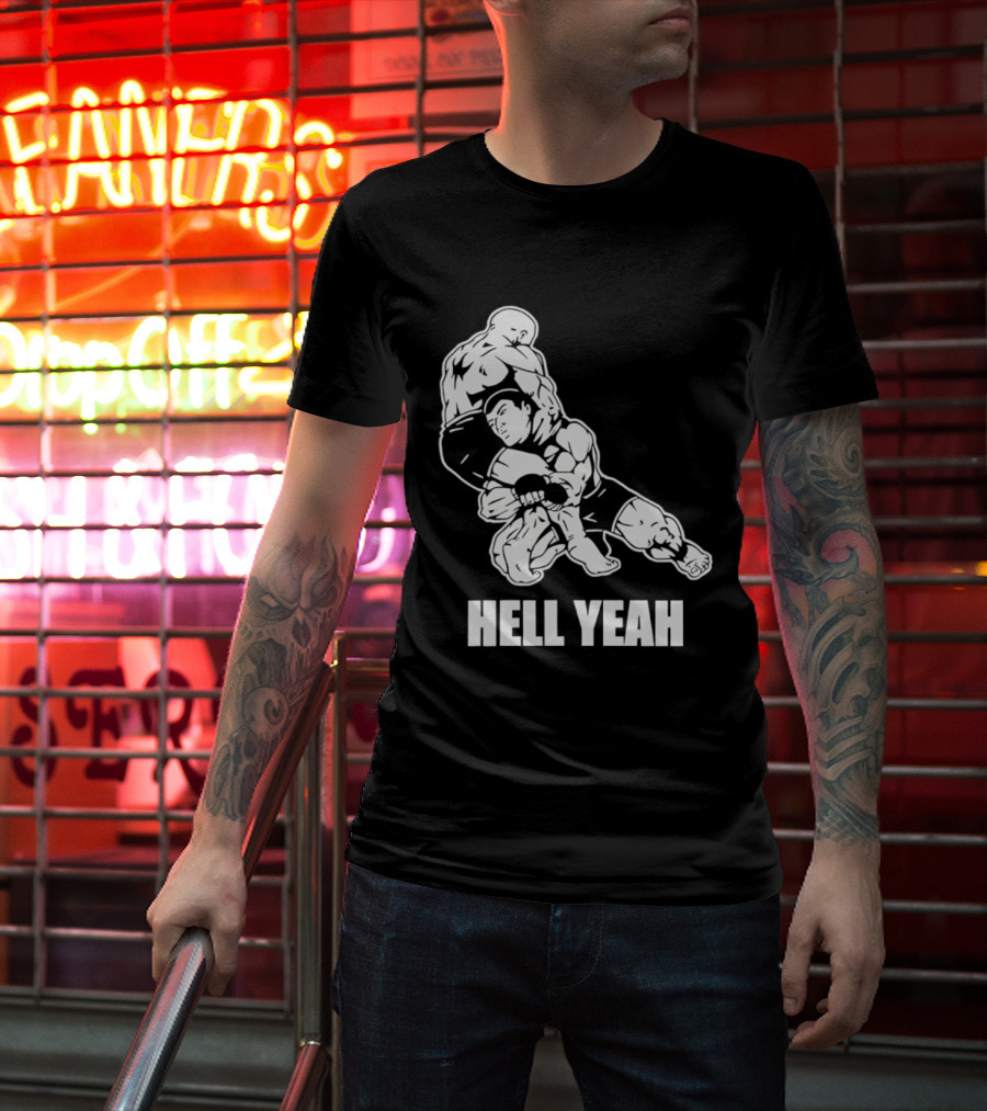 Hell Yeah Double Leg Takedown Wrestling Action T-Shirt