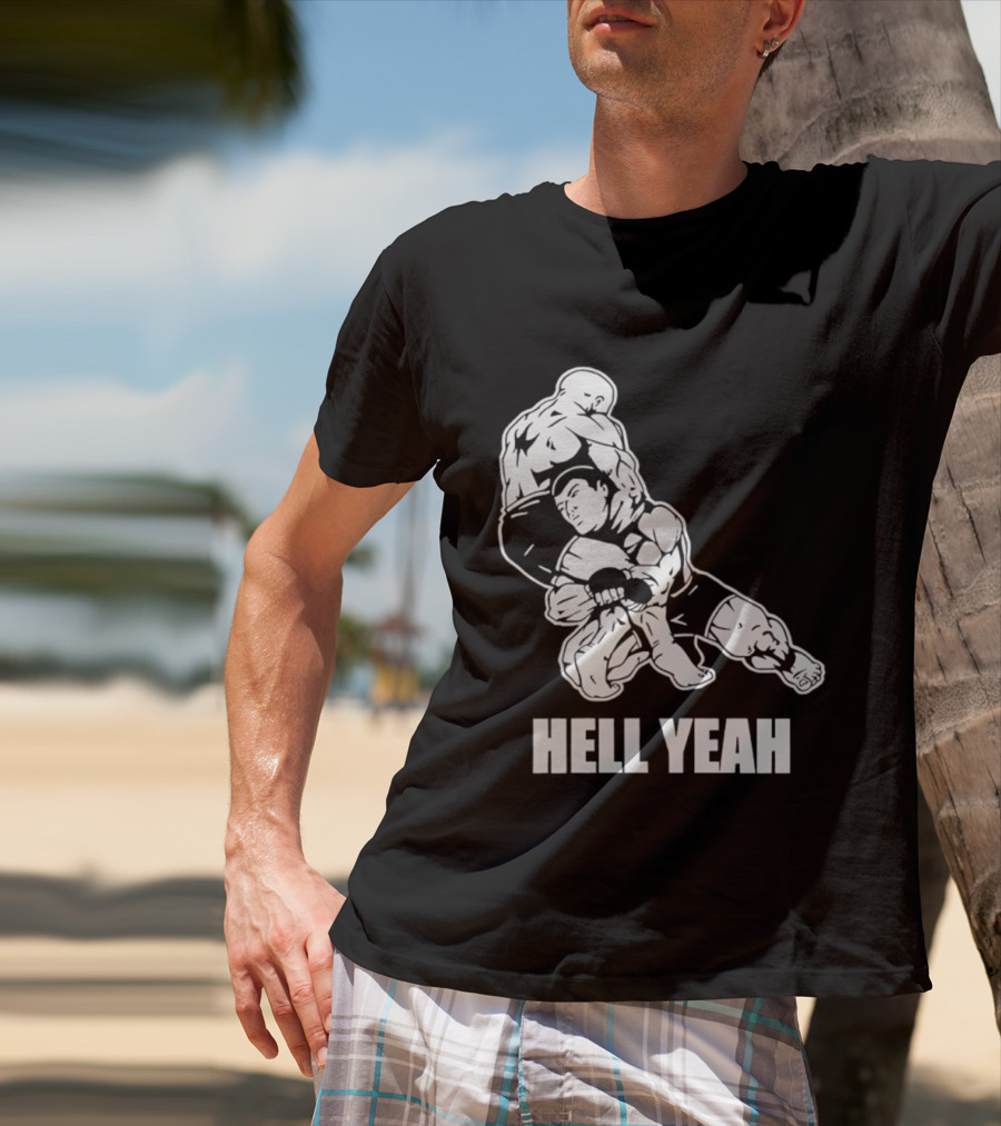 Hell Yeah Double Leg Takedown Wrestling Action T-Shirt