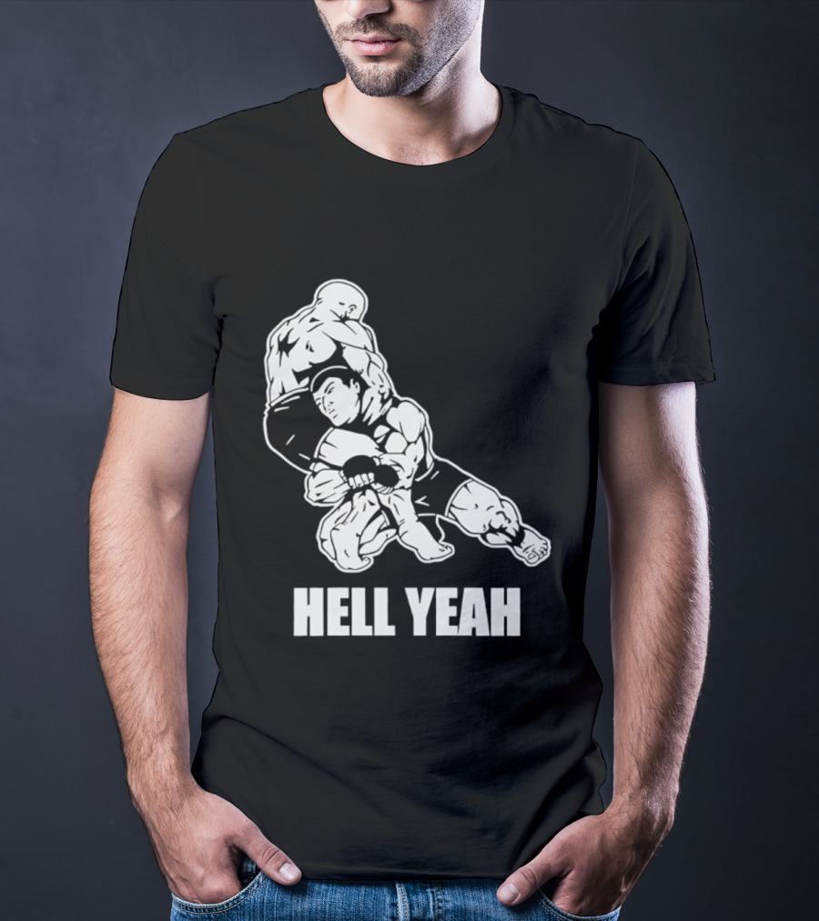 Hell Yeah Double Leg Takedown Wrestling Action T-Shirt