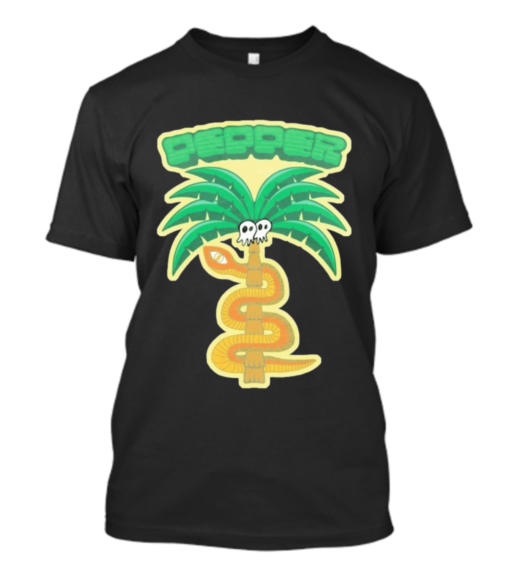 Pepper Skull Eyed Snake Wrapped Palm Tree T-Shirt