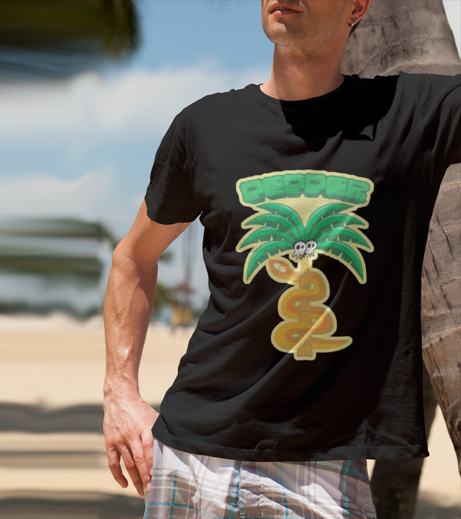 Pepper Skull Eyed Snake Wrapped Palm Tree T-Shirt