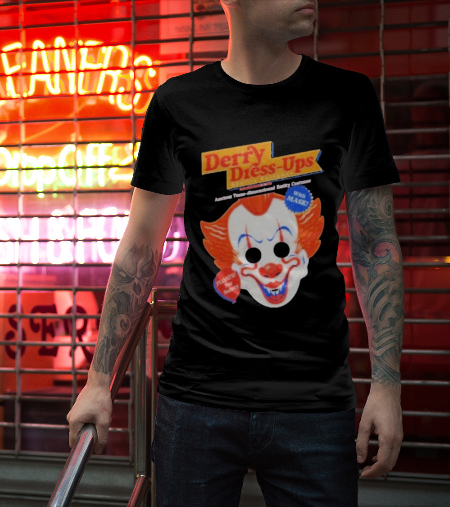 Derry Dress-Ups Clown Mask Costume Pennywise Tribute T-Shirt